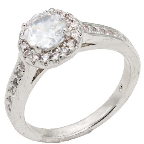 Rhodium Plated With Clear Color CZ Engagement rings. Size 9