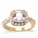 Princess Cut Blue CZ Rhodium Plated Wedding Engagement Ring