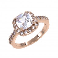 Princess Cut Clear CZ Rose Gold Plated Wedding Engagement Ring