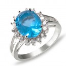 Royal Blue Oval CZ Engagement Ring