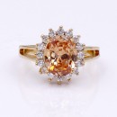 Gold Plated Topaz Oval CZ Engagement Ring