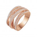 Rose Gold Plated Clear Crystal Mirco Paved Statement Cocktail Ring
