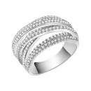 Rhodium Plated Clear Crystal Mirco Paved Statement Cocktail Ring