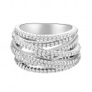 Rhodium Plated Clear Crystal Mirco Paved Statement Cocktail Ring
