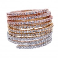 Tri-Tone Mirco Paved Crystal Stackable Statement Ring