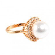 Rose Gold Plated With Pearl and CZ Cubic Zirconia Sized Rings