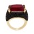 Gold-Tone-with-Black-CZ-and-Red-Stone-Cocktail-Ring-Red Gold Plated