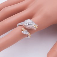 3-Tone Plated With CZ Cocktails Adjustable Rings