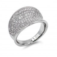 Rhodium Plated Micro CZ Paved Statement Cocktail Ring