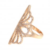 Gold Plated with Cubic Zirconia Filigree Statement Cocktail Ring