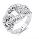 Rhodium Plated Statement Ring with Cubic Zirconia