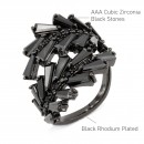 Black Tone with Jet Black Cubic Zirconia Adjustable Ring