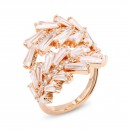 Rose Gold Plated with Clear Cubic Zirconia Adjustable Ring