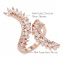 Rose Gold Plated with Clear Cubic Zirconia Adjustable Ring