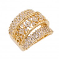 Gold Plated With Clear Cubic Zirconia Statement Rings
