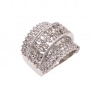 Rhodium Plated With Clear Cubic Zirconia Statement Rings