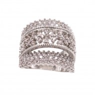 Rhodium Plated With Clear Cubic Zirconia Statement Rings