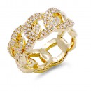 Gold Plated With CZ Pave Link Ring. Size 9