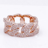 Rose Gold Plated With CZ Pave Link Ring. Size 9