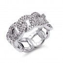 Rhodium Plated With CZ Pave Link Ring. Size 6