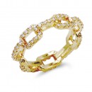 Gold Plated With CZ Pave Link Ring. Size 9