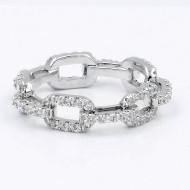 Rhodium Plated With CZ Pave Link Ring. Size 9