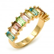 Gold Plated With Multi Color CZ Cubic Zirconia Rings