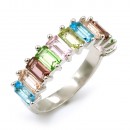Rhodium Plated With Multi Color CZ Cubic Zirconia Rings