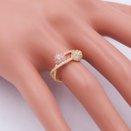 3-Tone Plated With CZ Cubic Zirconia Cocktails Adjustable Rings
