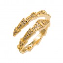 Rose Gold Plated With Cubic Zirconia Snake Adjustable Rings