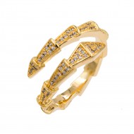 Gold Plated With Cubic Zirconia Snake Adjustable Rings
