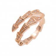 Rose Gold Plated With Cubic Zirconia Snake Adjustable Rings