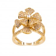 Gold Plated With Cubic Zirconia Spin Flower Sized Rings