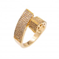 Gold Plated With Clear Cubic Zirconia Adjustable Ring