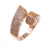 Rose Gold Plated With Clear Cubic Zirconia Adjustable Ring