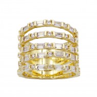 Gold Plated With 5 Row CZ Cubic Zirconia Statement Sized Rings