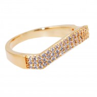 Gold Plated With Clear CZ Cubic Zirconia Wave Sized Rings