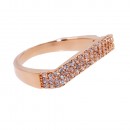Rose Gold Plated With Clear CZ Cubic Zirconia Wave Sized Rings