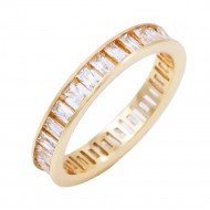 Gold Plated With Clear Cubic Zirconia Eternity Band Sized Rings