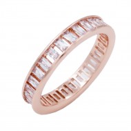 Rose Gold Plated with Clear CZ Cubic Zirconia Eternity Band Sized Rings
