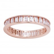 Rose Gold Plated with Clear CZ Cubic Zirconia Eternity Band Sized Rings