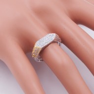 3-Tone Plated With CZ Cubic Zirconia Adjustable Rings