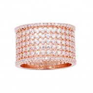 Rose Gold Plated With CZ Cubic Zirconia Wide Eternity Band Sized Rings