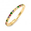Rhoidum Plated With Multi Color CZ Cubic Zirconia Eternity Rings