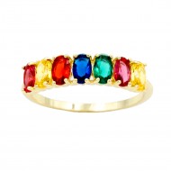 Gold Plated With Mulit Color CZ Cubic Zirconia Eternity Band Sized Rings