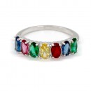 Rhodiuum plated With Mulit Color CZ Cubic Zirconia Eternity Band Sized Rings