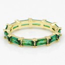 Gold Plated With Emreald Green CZ Cubic Zirconia Eternity Sized Rings