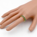 Gold Plated With Emreald Green CZ Cubic Zirconia Eternity Sized Rings