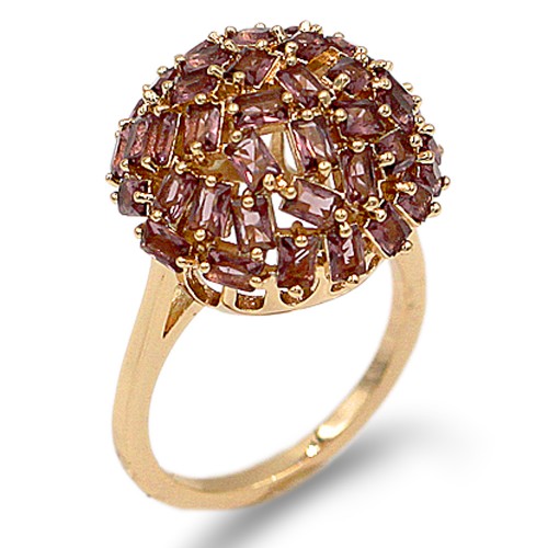 Gold Plated With Purple CZ Cubic Zirconia Ring Sized Rings