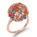 Rose Gold Plated With Multi Color CZ Cubic Zirconia Sized Rings